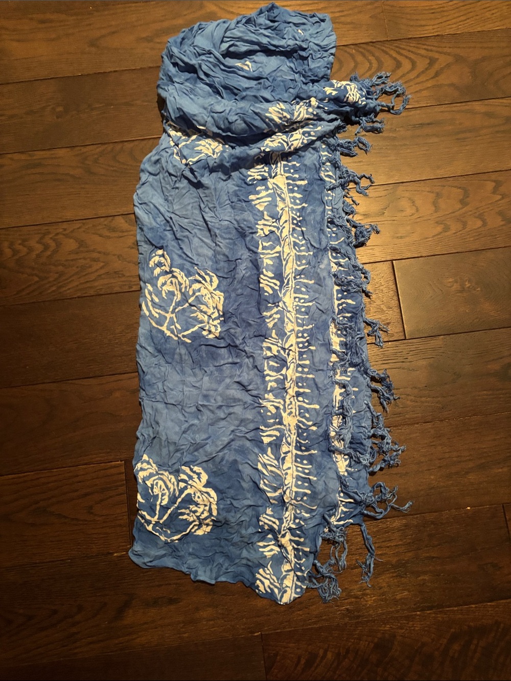 Source Unknown Blue and White Floral Swim Sarong